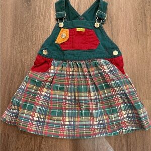 Vintage Bonjour Plaid Overall Dress